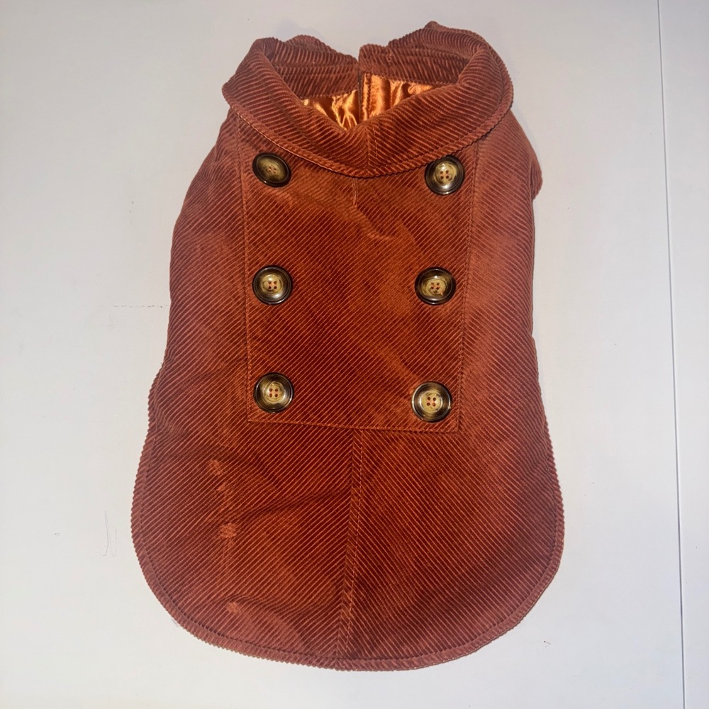 Woolrich Corduroy Dog Coat Orange Large Double Breasted Pea Coat Padded Large